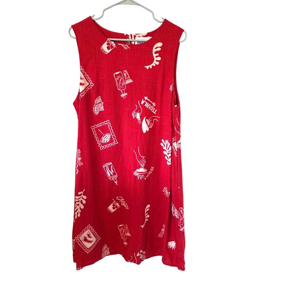 Paper Heart x Anthropologie Tequila Vacation Mini Dress Linen Blend Size XL Red - Picture 4 of 6